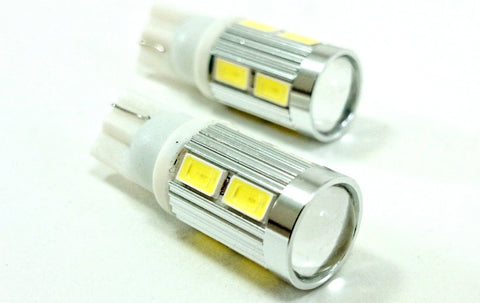 BBM 3W 10-SMD Wedge 5730 High Power CREE LED Light Extended Bulbs w/ Fish Eye Lens (White) - T10 158 168 175 194 2823 2825 W5W 912 921 (FREE SHIPPING)